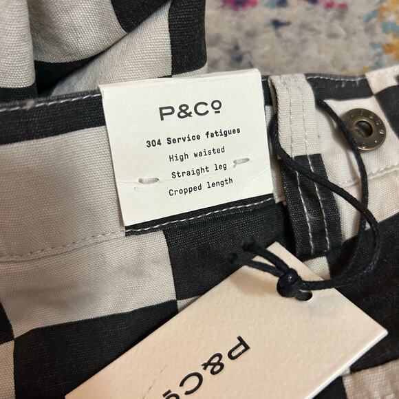 P&Co Black White Checkerboard Service Fatigue 304 Cargo Pants Womens Size 16 - Picture 4 of 8